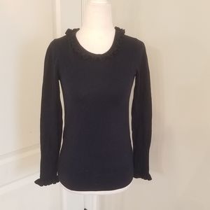 Boden wool blend ruffle navy blue sweater
